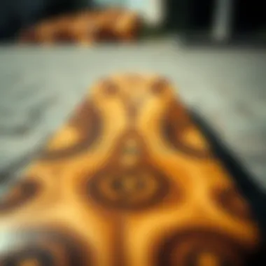 Intricate Design of Arbor Oso Deck Artisan craftsmanship of the Arbor Oso skateboard deck showcasing intricate designs